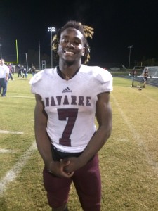 Michael Carter carved up the Yellow Jackets defense finishing with 234 yards and four touchdowns to lead Navarre into the Final Four next week at home against Lake Gibson.  