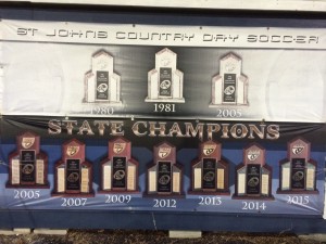 St. Johns Country Day soccer trophies