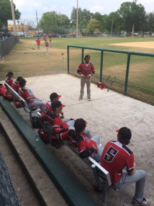 Baldwin players wait for the game to begin in their Gateway Conference tournament opener against Lee.  